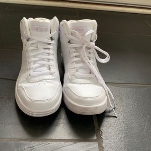 white adidas high tops